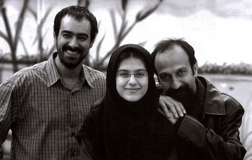 اصغر فرهادی همراه با دخترش سارینا و شهاب حسینی سر صحنه جدایی نادر از سیمین