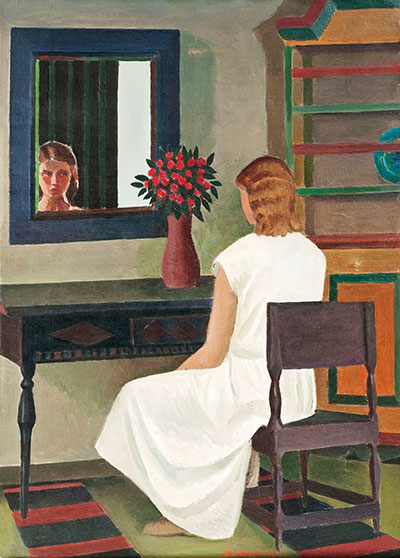 نقاشی از ویکو وینوجا- دختری مقابل آینه اش . 1971