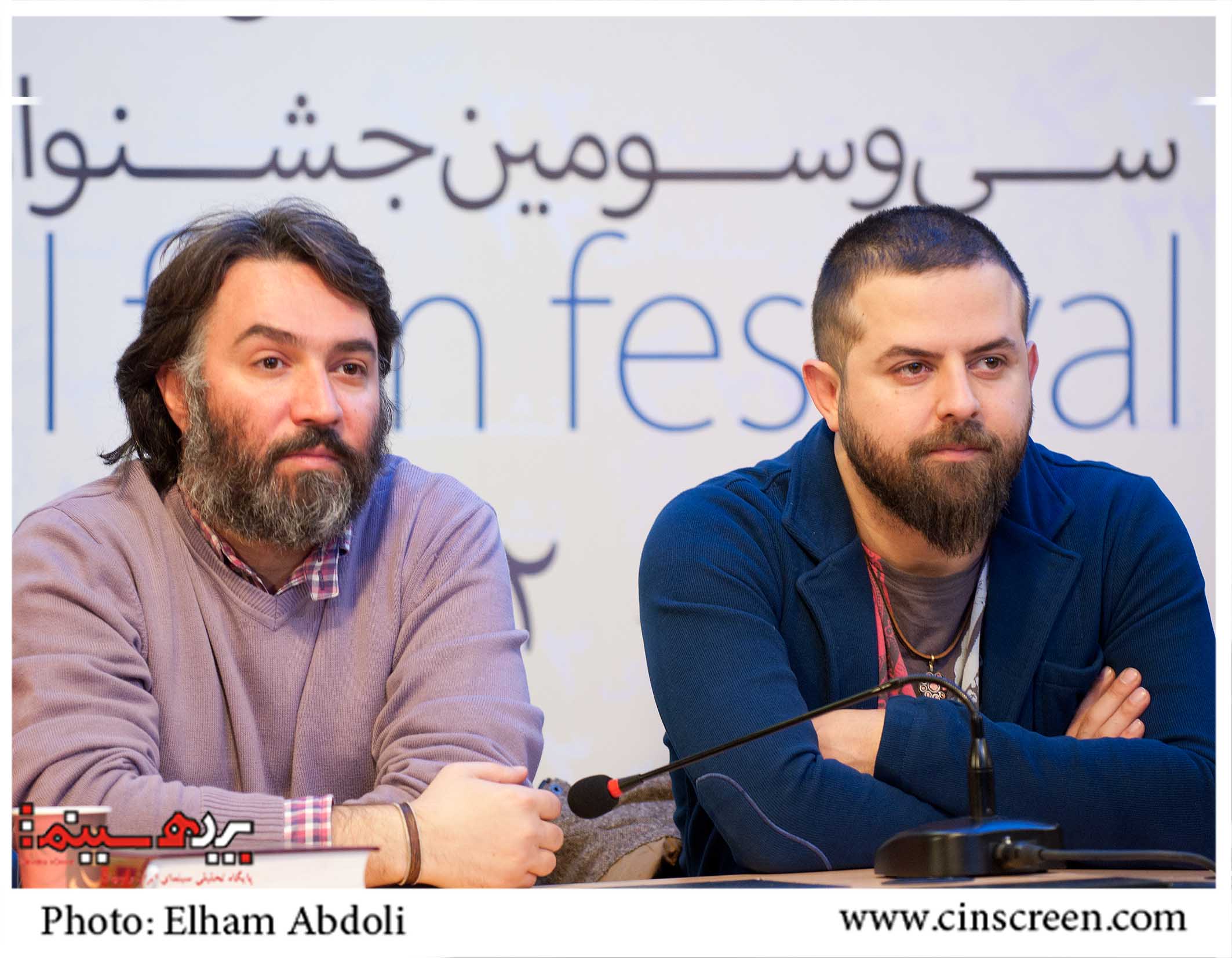 کاوه سجادی حسینی و هومن سیدی. نشست رسانه ای فیلم بوفالو.  عکس از الهام عبدلی